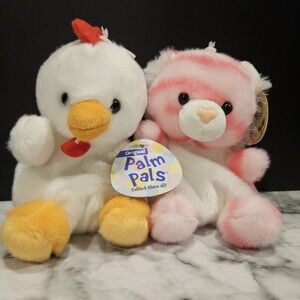 Lot Of‎ 2 Aurora World Original Palm Pals Rosie Rose Pink Tiger & Cooper Chicken